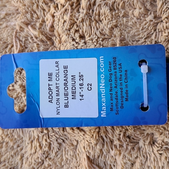 💥HP 💥Nylon Max & Neo Martingale Collar Blue/Orange "Adopt Me" 14"-16.25 - Picture 5 of 10